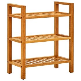 Shoe Rack with 3 Shelves 19.7"x10.6"x23.6" Solid Oak Wood