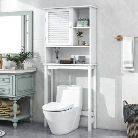 Home Over-The-Toilet Shelf Bathroom Storage Space Saver with Adjustable Shelf Collect Cabinet (White)