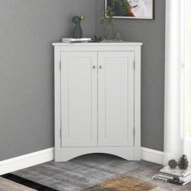 White Triangle Bathroom Storage Cabinet with Adjustable Shelves; Freestanding Floor Cabinet for Home Kitchen