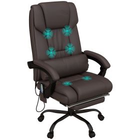 High Back Vibration Massage Office Chair with 6 Points, Hight Adjustable Computer Desk Chair, Reclining Office Chair with Retractable Footrest and Rem