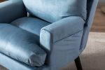 Soft Comfortable 1pc Accent Click Clack Chair with Ottoman Light Blue Fabric Upholstered Black Finish Legs Living Room Furniture