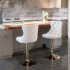 A&A Furniture,Golden Swivel Velvet Barstools Adjusatble Seat Height from 25-33 Inch, Modern Upholstered Bar Stools with Backs Comfortable Tufted for H