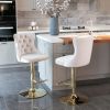 A&A Furniture,Golden Swivel Velvet Barstools Adjusatble Seat Height from 25-33 Inch, Modern Upholstered Bar Stools with Backs Comfortable Tufted for H