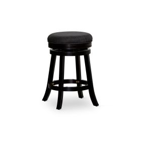 24" Counter Stool, Espresso Finish, Charcoal Fabric Seat