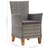 7 Piece Dining Set Poly Rattan and Solid Acacia Wood Gray