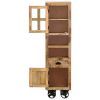 Highboard with Wheel 15"x11.8"x56.3" Solid Rough Mango Wood