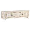 TV Cabinet White 55.1"x11.8"x13.8" Solid Mango Wood