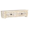 TV Cabinet White 55.1"x11.8"x13.8" Solid Mango Wood