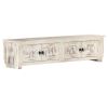 TV Cabinet White 55.1"x11.8"x13.8" Solid Mango Wood