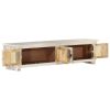 TV Cabinet White 55.1"x11.8"x13.8" Solid Mango Wood