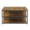 Vintage Square Wood Coffee Table with Storage, Metal Frame