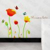 Butterfly's Love For Tulips - Wall Decals Stickers Appliques Home Dcor