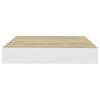 Floating Wall Shelves 2 pcs Oak and White 9.1"x9.3"x1.5" MDF