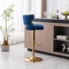 Bar Stools With Back and Footrest Counter Height Dining Chairs-Velvet Blue-2PCS/SET