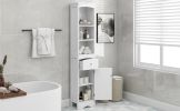 Tall Bathroom Cabinet, Freestanding Storage Cabinet with Drawer, MDF Board, Adjustable Shelf, White