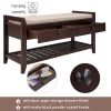 TREXM Shoe Rack with Cushioned Seat and Drawers, Multipurpose Entryway Storage Bench (Espresso)