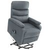 Power Lift Massage Recliner Light Grey Fabric