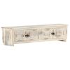 TV Cabinet White 55.1"x11.8"x13.8" Solid Mango Wood