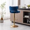 Bar Stools With Back and Footrest Counter Height Dining Chairs-Velvet Blue-2PCS/SET