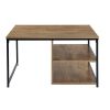 Vintage Square Wood Coffee Table with Storage, Metal Frame