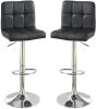 Black Faux Leather Bar Stool Counter Height Chairs Set of 2 Adjustable Height Kitchen Island Stools Modern