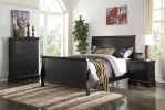 Louis Wooden Nightstand With Two Drawers In Black Finish