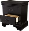 Louis Wooden Nightstand With Two Drawers In Black Finish