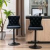 Set of 2 Swivel Velvet Barstools Adjusatble Seat Height from 25-33 Inch; Modern Upholstered Bar Stools with Backs Comfortable Tufted for Home Pub and