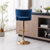 Bar Stools With Back and Footrest Counter Height Dining Chairs-Velvet Blue-2PCS/SET