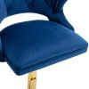 Bar Stools With Back and Footrest Counter Height Dining Chairs-Velvet Blue-2PCS/SET