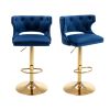 Bar Stools With Back and Footrest Counter Height Dining Chairs-Velvet Blue-2PCS/SET