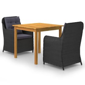 3 Piece Patio Dining Set Black