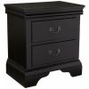 Louis Wooden Nightstand With Two Drawers In Black Finish