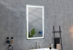 40*24 LED Lighted Bathroom Wall Mounted Mirror with High Lumen+Anti-Fog Separately Control+Dimmer Function