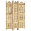 Hand carved 3-Panel Room Divider 47.2"x65" Solid Mango Wood