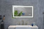 40*24 LED Lighted Bathroom Wall Mounted Mirror with High Lumen+Anti-Fog Separately Control+Dimmer Function