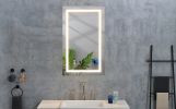 40*24 LED Lighted Bathroom Wall Mounted Mirror with High Lumen+Anti-Fog Separately Control+Dimmer Function