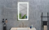 40*24 LED Lighted Bathroom Wall Mounted Mirror with High Lumen+Anti-Fog Separately Control+Dimmer Function