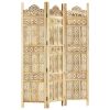 Hand carved 3-Panel Room Divider 47.2"x65" Solid Mango Wood