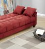 Contemporary Living Room Adjustable Sofa Red Color Microfiber Plush Storage Couch 1pc Futon Sofa w Pillows