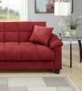 Contemporary Living Room Adjustable Sofa Red Color Microfiber Plush Storage Couch 1pc Futon Sofa w Pillows