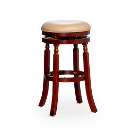 30" Bar Stool, Cherry Finish, Bone Leather Seat