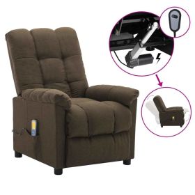 Massage Recliner Brown Fabric