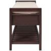 TREXM Shoe Rack with Cushioned Seat and Drawers, Multipurpose Entryway Storage Bench (Espresso)