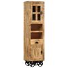 Highboard with Wheel 15"x11.8"x56.3" Solid Rough Mango Wood