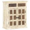 Sideboard White 25.6"x11.8"x29.5" Solid Mango Wood