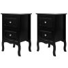 2pcs Country Style Two-Tier Night Tables Large Size Black