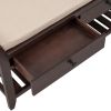 TREXM Shoe Rack with Cushioned Seat and Drawers, Multipurpose Entryway Storage Bench (Espresso)