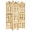 Hand carved 3-Panel Room Divider 47.2"x65" Solid Mango Wood