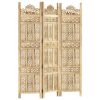 Hand carved 3-Panel Room Divider 47.2"x65" Solid Mango Wood